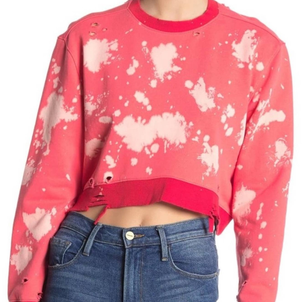 Blank NYC Bleached Distressed Cropped Sweatshirt
